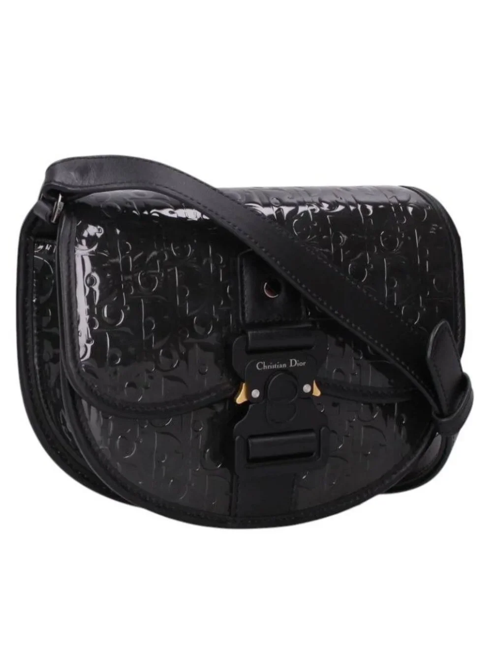 Dior Gallop Oblique Embossed Patent Leather Shoulder Bag Mini